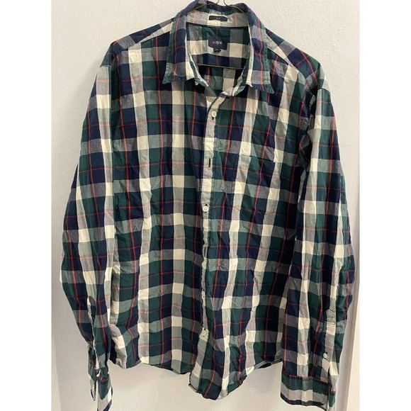 J CREW PLAID BUTTON DOWN FRONT POCKET - SLIM FIT - MENS - SIZE XL - Picture 1 of 6
